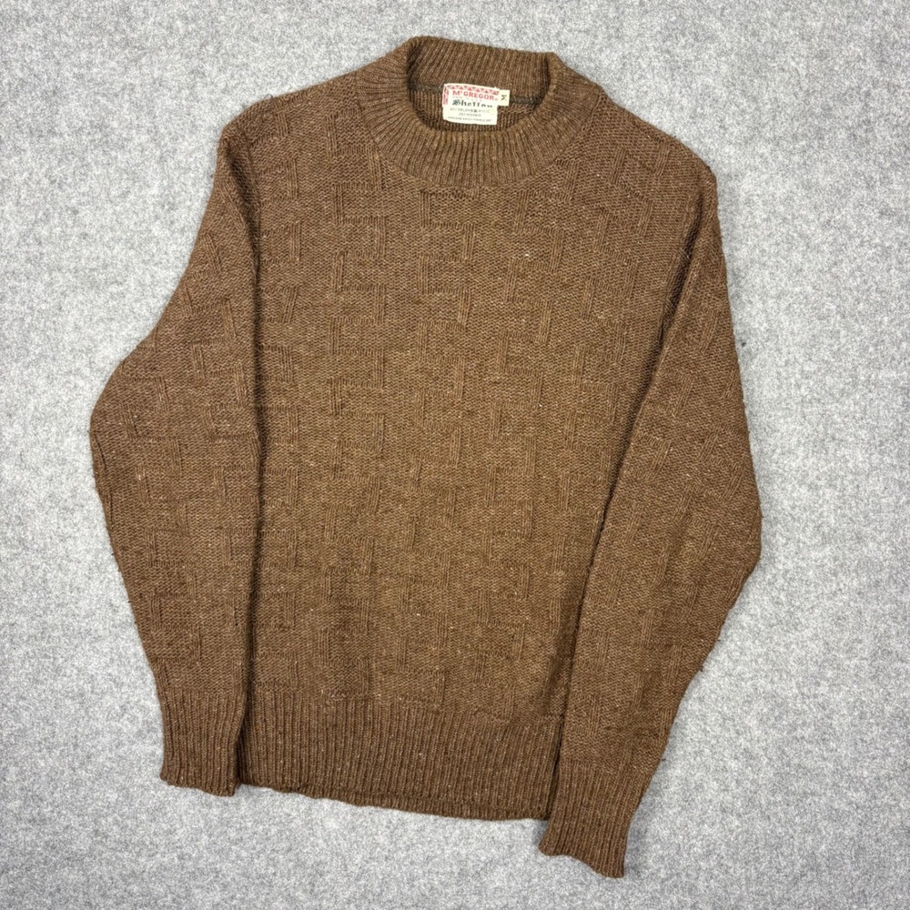 Vintage McGregor Shellon Brown Mohair Blend Textured Knit Sweater M Medium USA